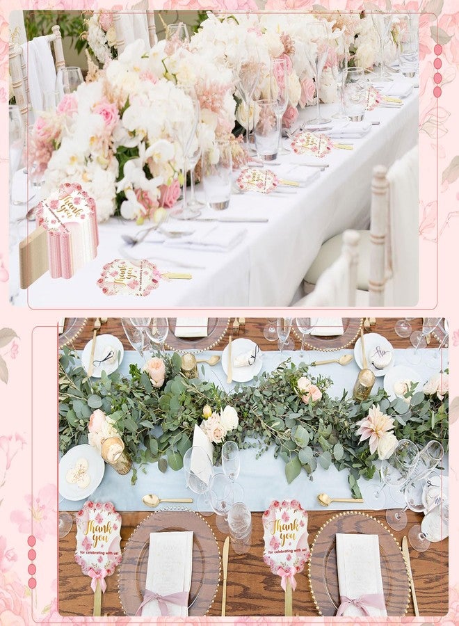 Sitroasho 50 Pieces Wedding Paper Fans for Guests Bulk Floral Handheld Wedding Favor Fans Thank You for Celebrating with Us Paper Fans for Bridesmaid Gift Bridal Shower Baby Shower Party Supplies - Image 5